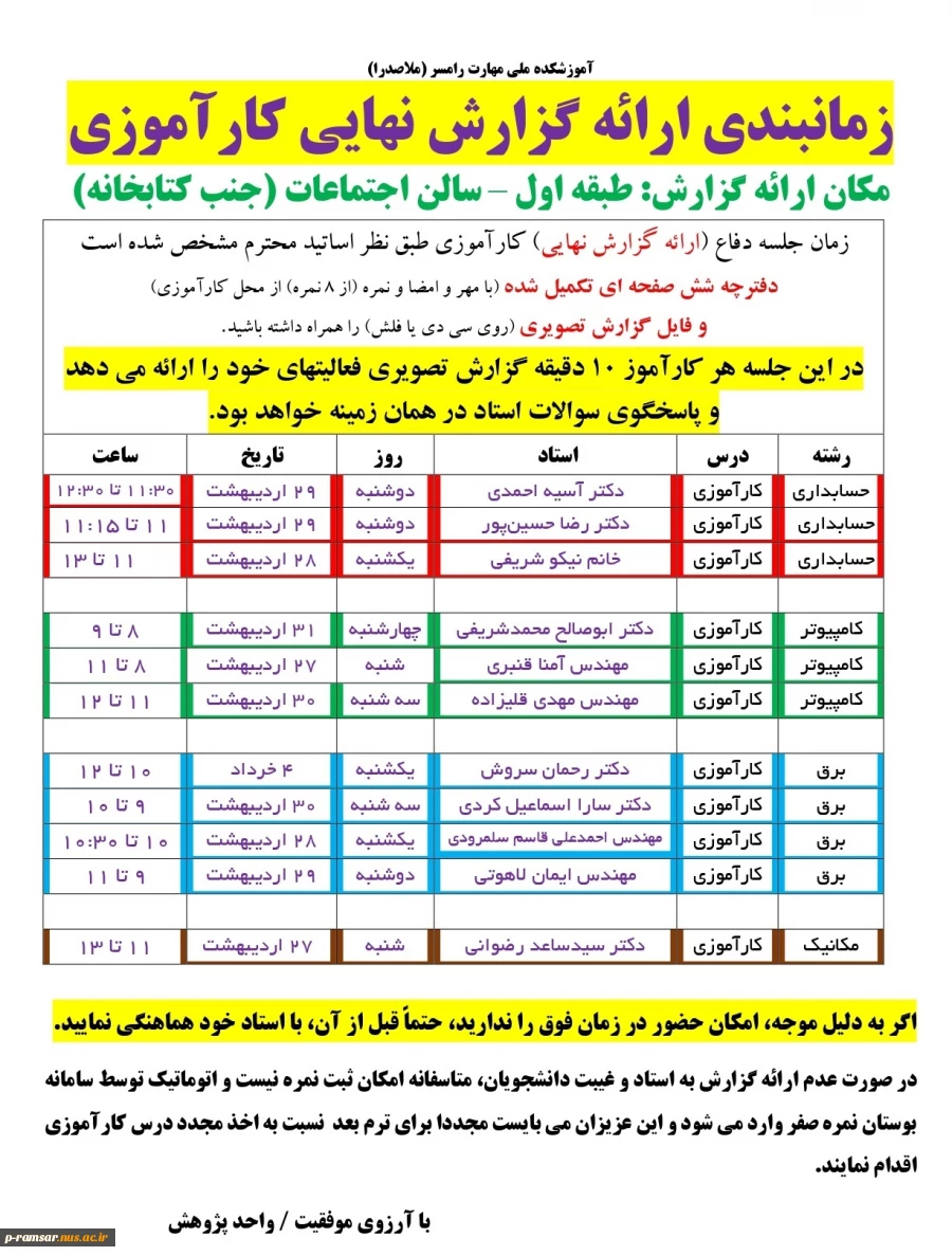 راهنمای گام به گام کارآموزی و پروژه -  بهار 1404 5