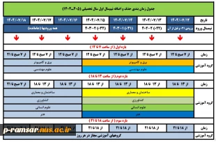 برنامه زمانی انتخاب واحد و حذف و اضافه نیمسال اول 1405-1404 (پاییز 1404) 2